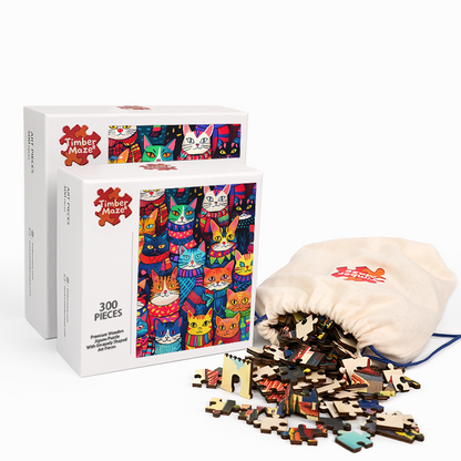 Bunte Katzen - Holzpuzzle