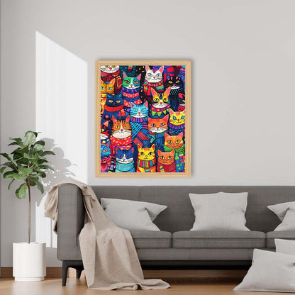 Bunte Katzen - Holzpuzzle