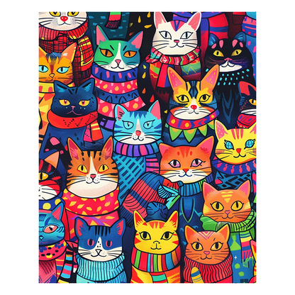 Bunte Katzen - Holzpuzzle