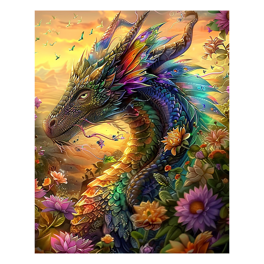 Drache in der Abenddämmerung - Holzpuzzle