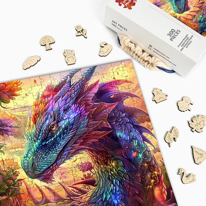 Blühender Drache - Holzpuzzle