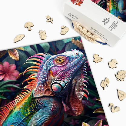 Schillernder Leguan - Holzpuzzle
