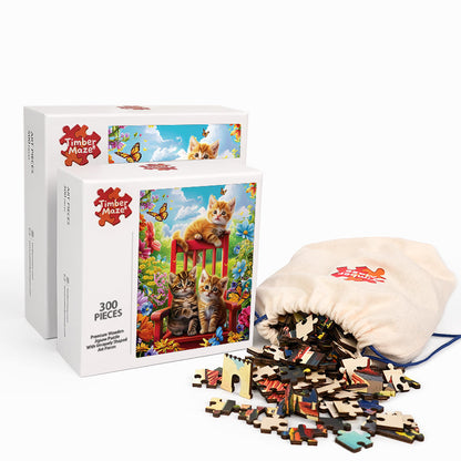 Kätzchen auf einem Stuhl - Holzpuzzle