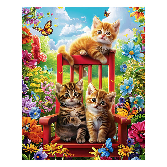 Kätzchen auf einem Stuhl - Holzpuzzle