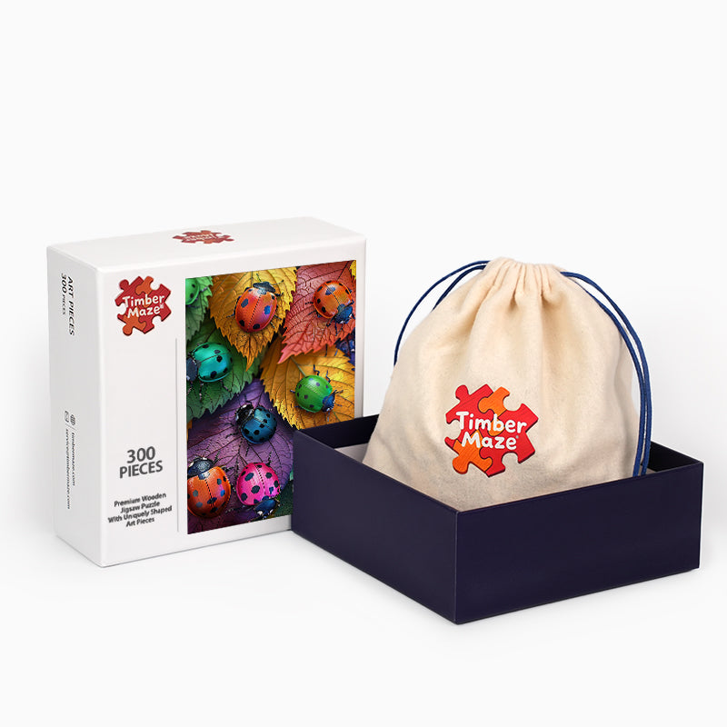 Blatt-Marienkäfer - Holzpuzzle