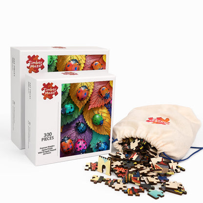 Blatt-Marienkäfer - Holzpuzzle