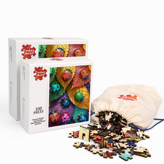 Blatt-Marienkäfer - Holzpuzzle