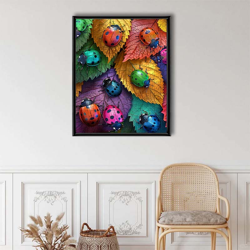 Blatt-Marienkäfer - Holzpuzzle