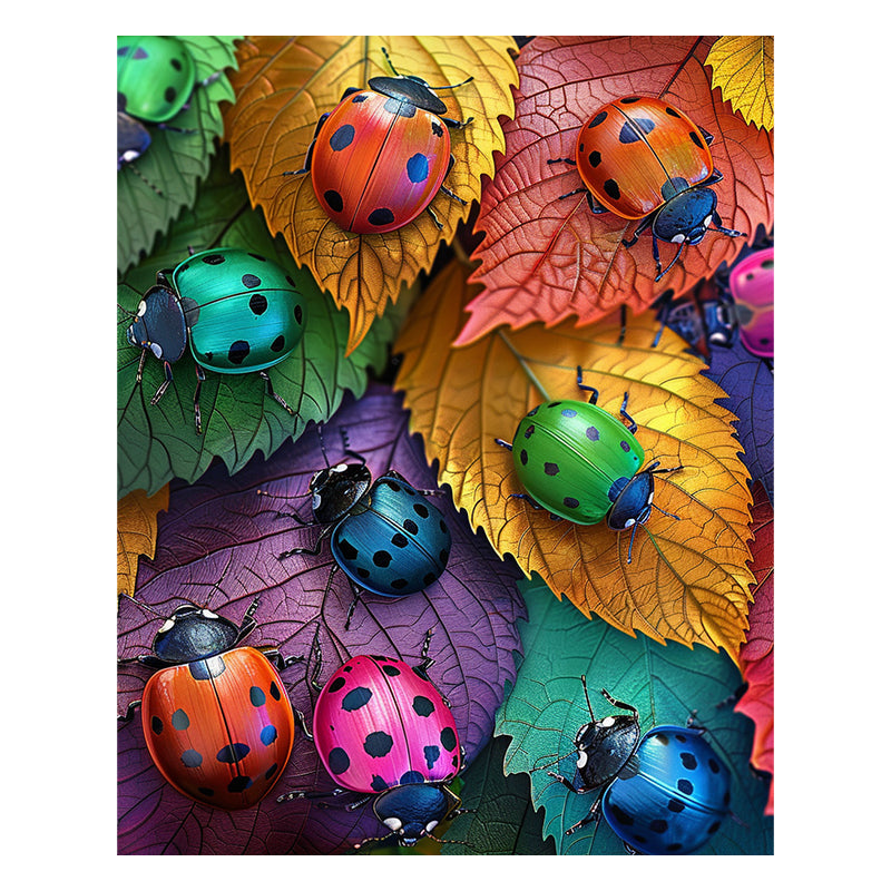 Blatt-Marienkäfer - Holzpuzzle