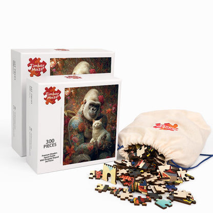 Orang-Utan und Katze - Holzpuzzle