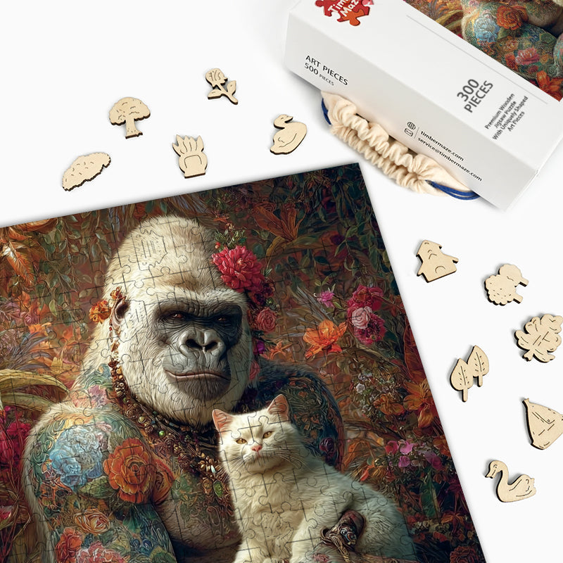 Orang-Utan und Katze - Holzpuzzle