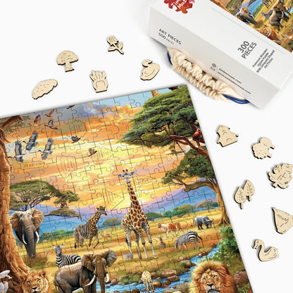 Serengeti-Sonnenuntergang - Holzpuzzle