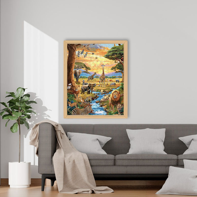 Serengeti-Sonnenuntergang - Holzpuzzle