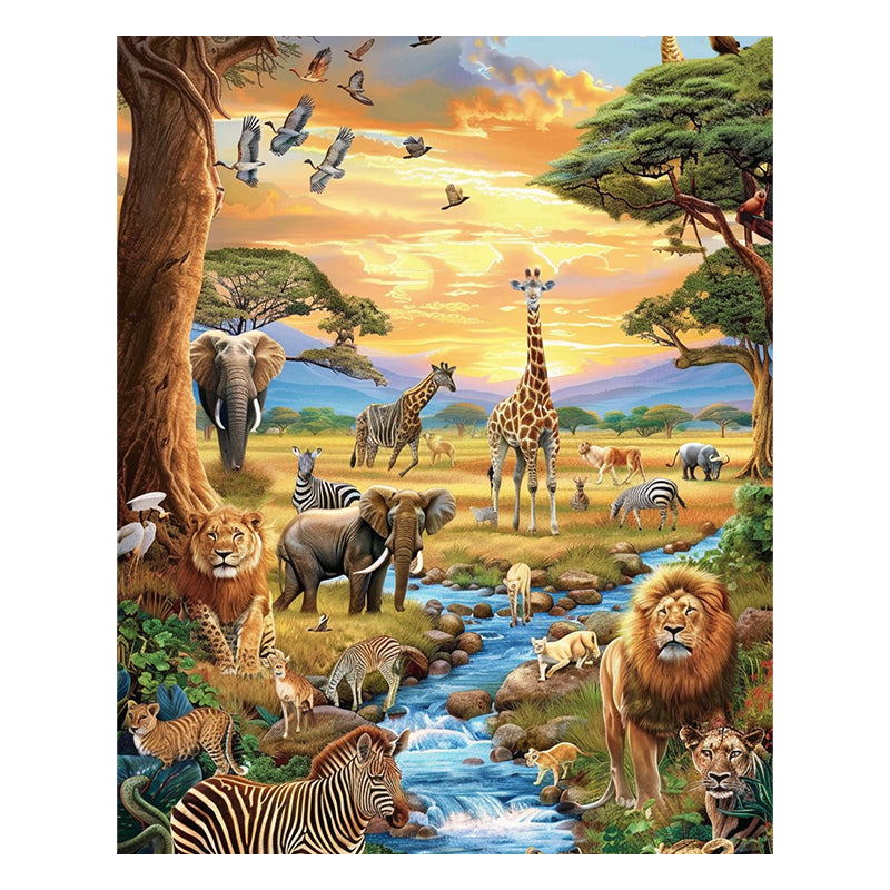 Serengeti-Sonnenuntergang - Holzpuzzle