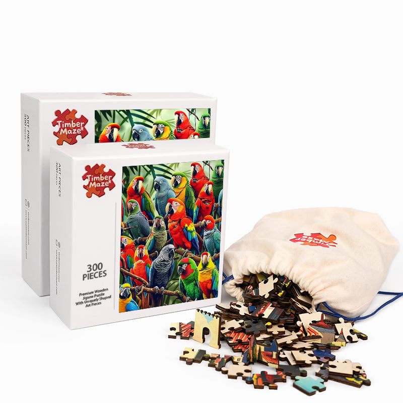 Tropische Papageien - Holzpuzzle