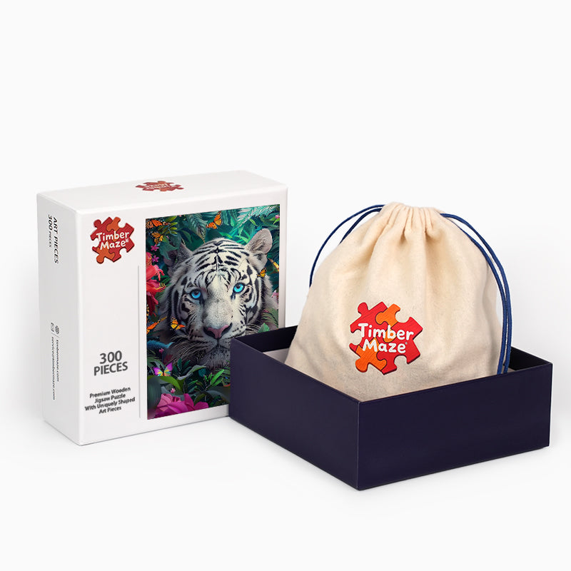 Weißer Tiger im Dschungel - Holzpuzzle