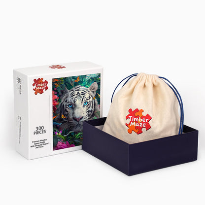 Weißer Tiger im Dschungel - Holzpuzzle