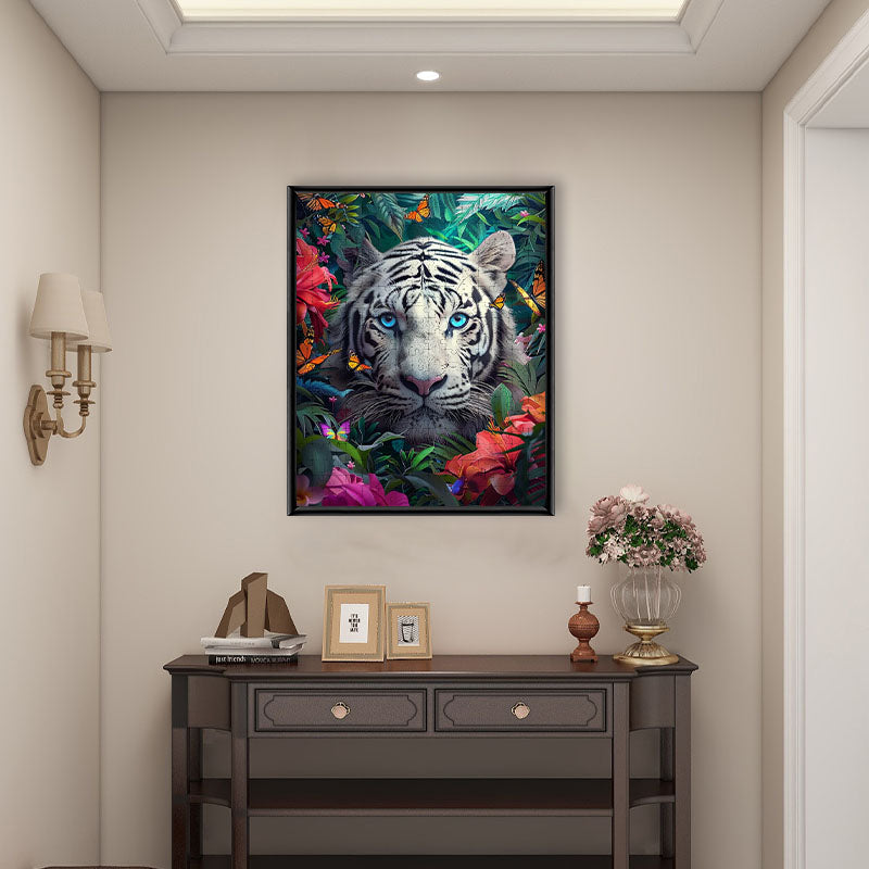 Weißer Tiger im Dschungel - Holzpuzzle