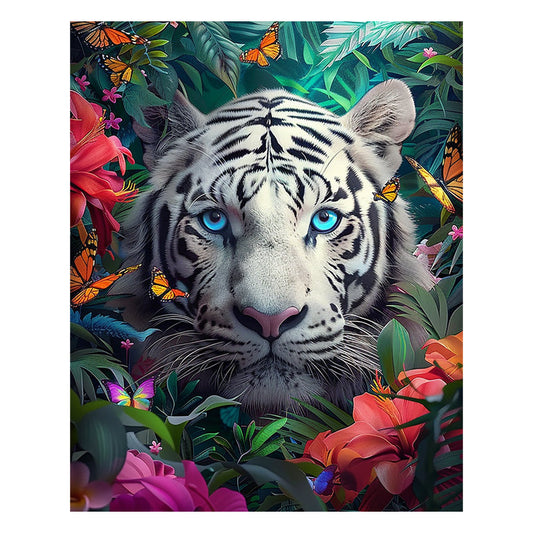 Weißer Tiger im Dschungel - Holzpuzzle