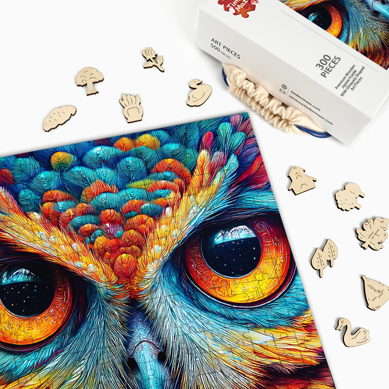 Kosmische Eule - Holzpuzzle