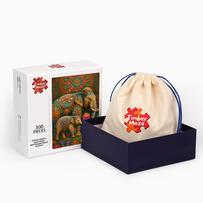 Bemalter Elefant - Holzpuzzle