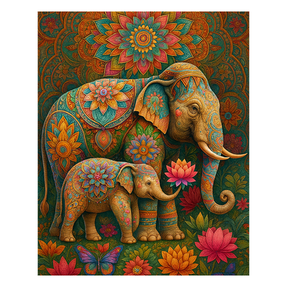 Bemalter Elefant - Holzpuzzle