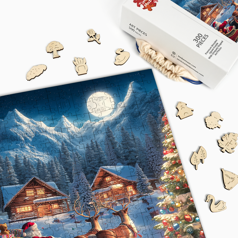 Schlittenfahrt des Weihnachtsmanns - Holzpuzzle