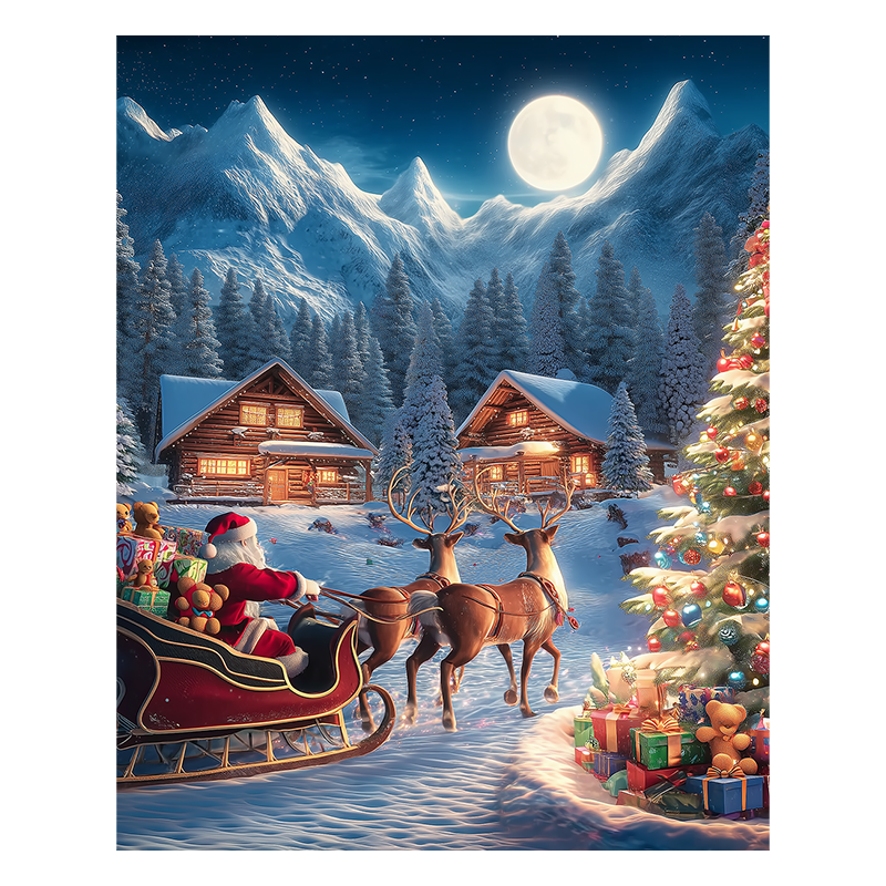 Schlittenfahrt des Weihnachtsmanns - Holzpuzzle