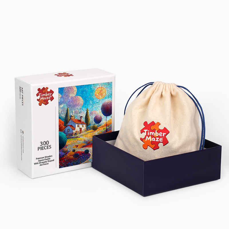 Geometrischer Garten-Rückzugsort - Holzpuzzle