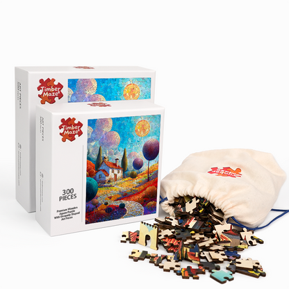 Geometrischer Garten-Rückzugsort - Holzpuzzle