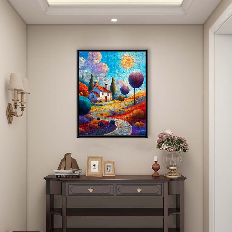 Geometrischer Garten-Rückzugsort - Holzpuzzle