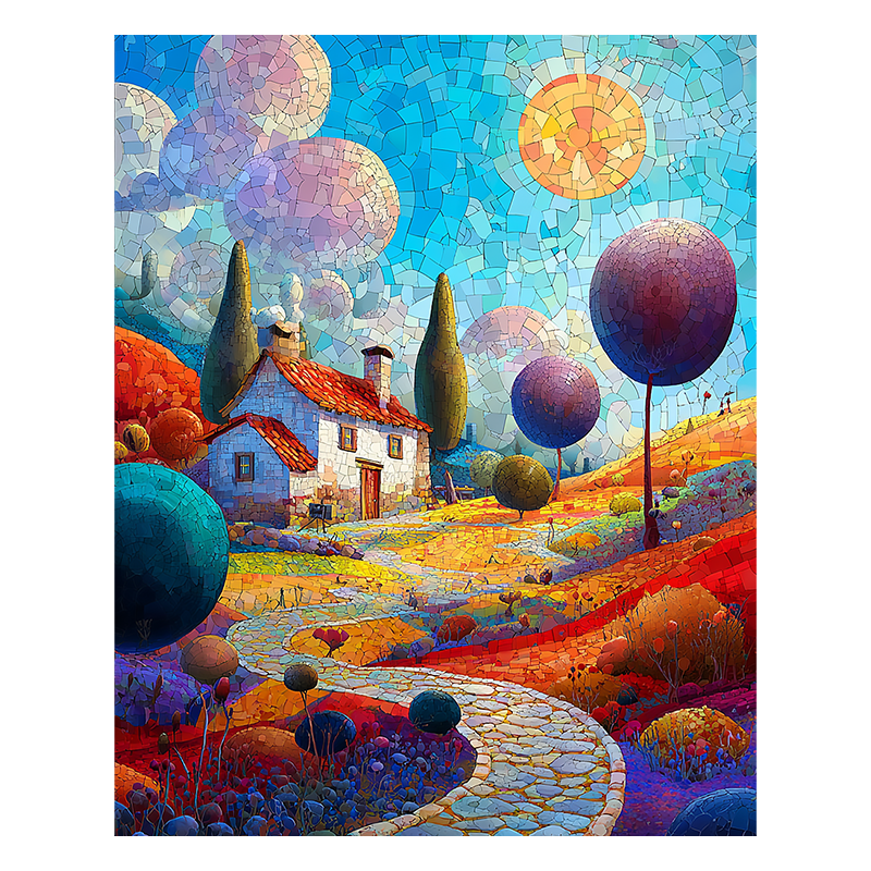 Geometrischer Garten-Rückzugsort - Holzpuzzle