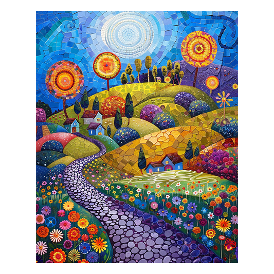 Mosaik Sonnenblumental - Holzpuzzle