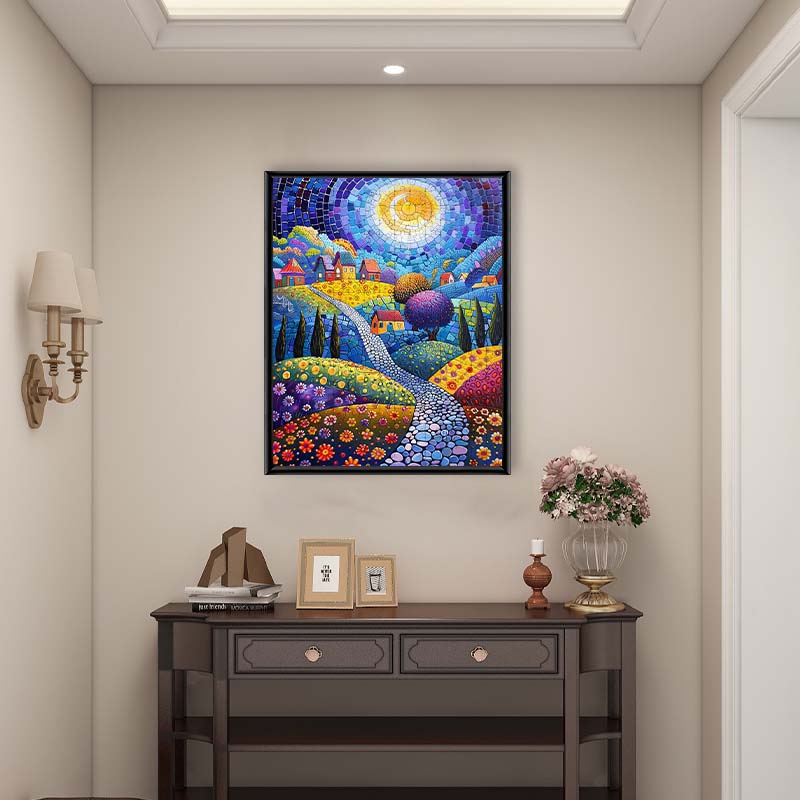 Mosaik Sonnenbeschienenes Dorf - Holzpuzzle