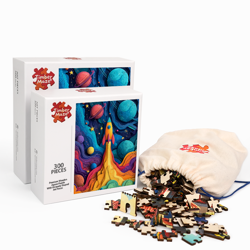 Weltraumrakete - Holzpuzzle