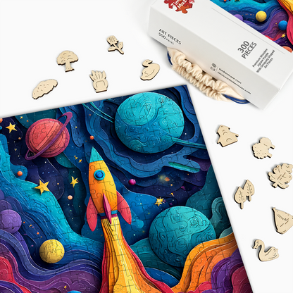 Weltraumrakete - Holzpuzzle
