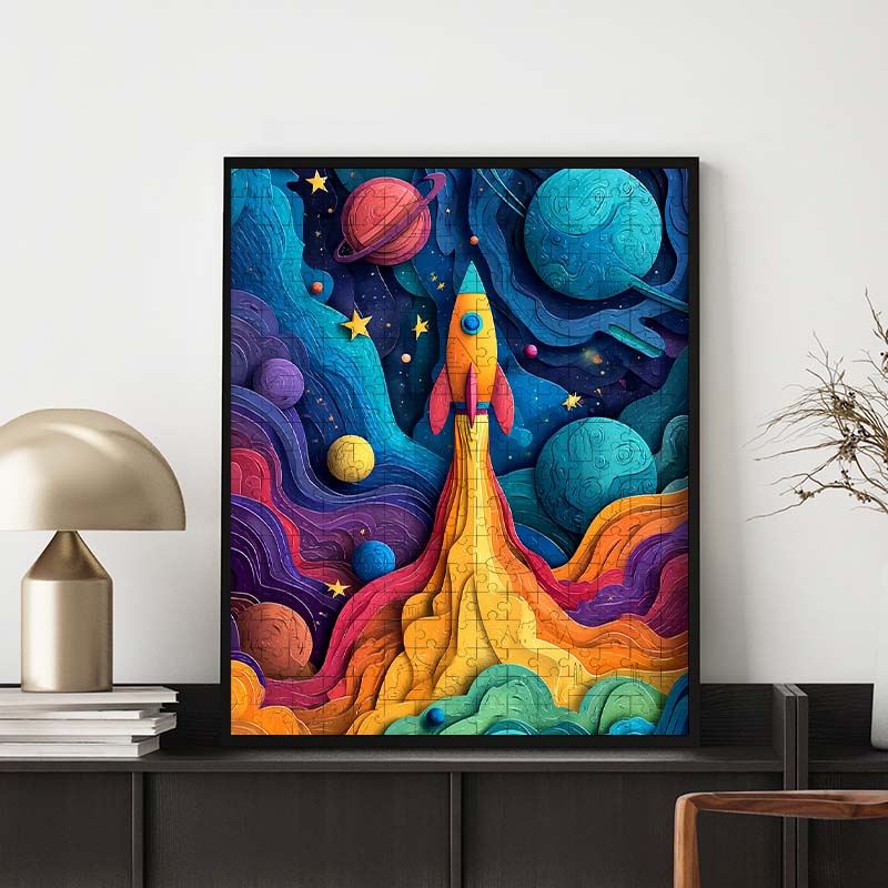 Weltraumrakete - Holzpuzzle