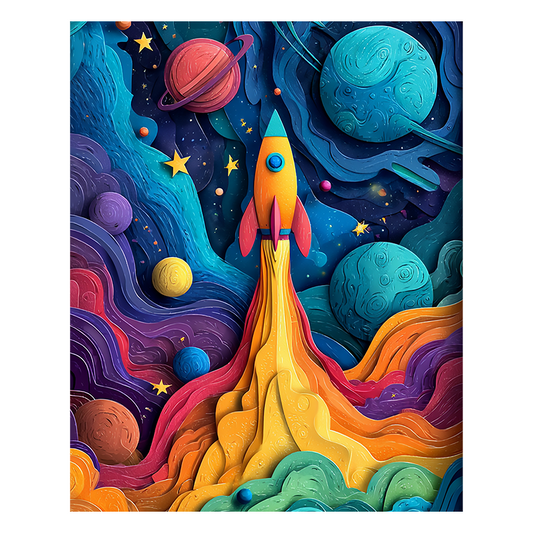 Weltraumrakete - Holzpuzzle