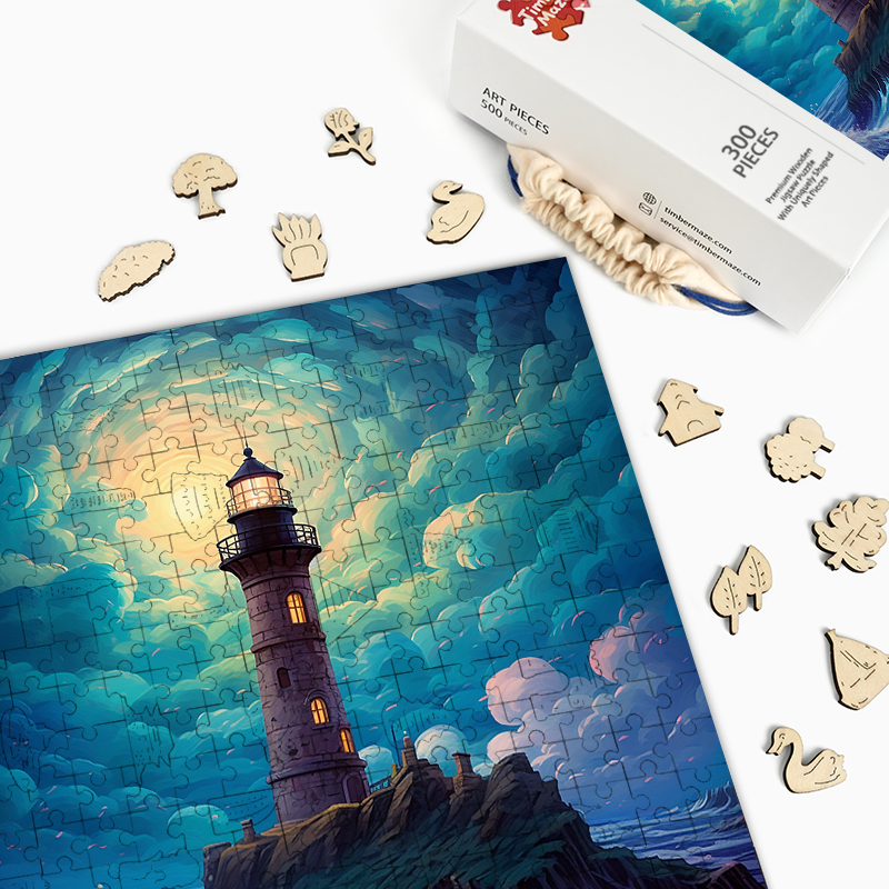 Stürmischer Leuchtturm - Holzpuzzle
