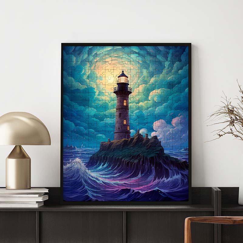 Stürmischer Leuchtturm - Holzpuzzle