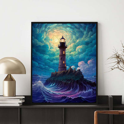 Stürmischer Leuchtturm - Holzpuzzle