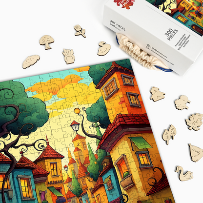 Wunderliche Stadtstraße - Holzpuzzle