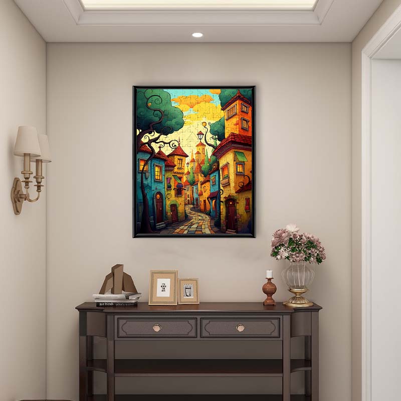 Wunderliche Stadtstraße - Holzpuzzle