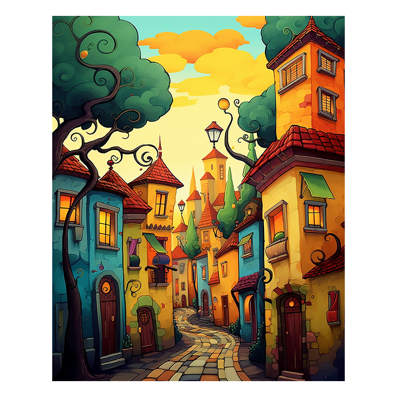 Wunderliche Stadtstraße - Holzpuzzle