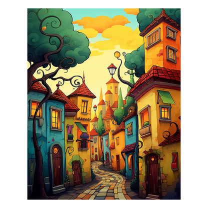 Wunderliche Stadtstraße - Holzpuzzle