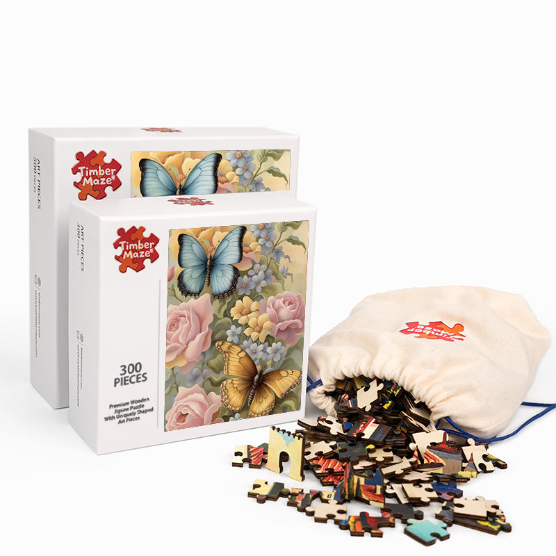 Blumen Schmetterlinge - Holzpuzzle