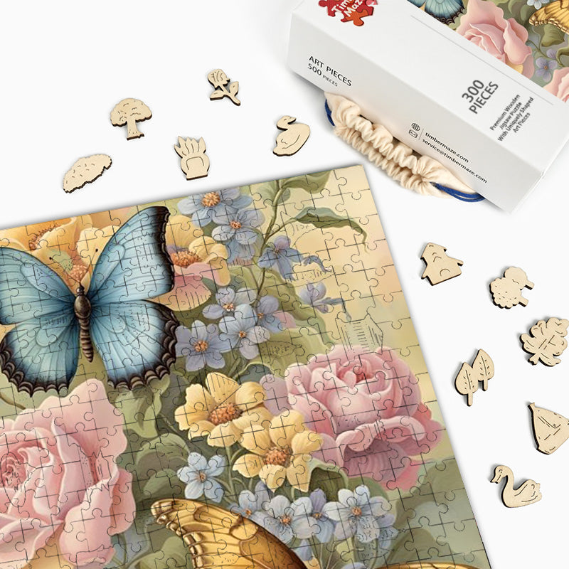 Blumen Schmetterlinge - Holzpuzzle
