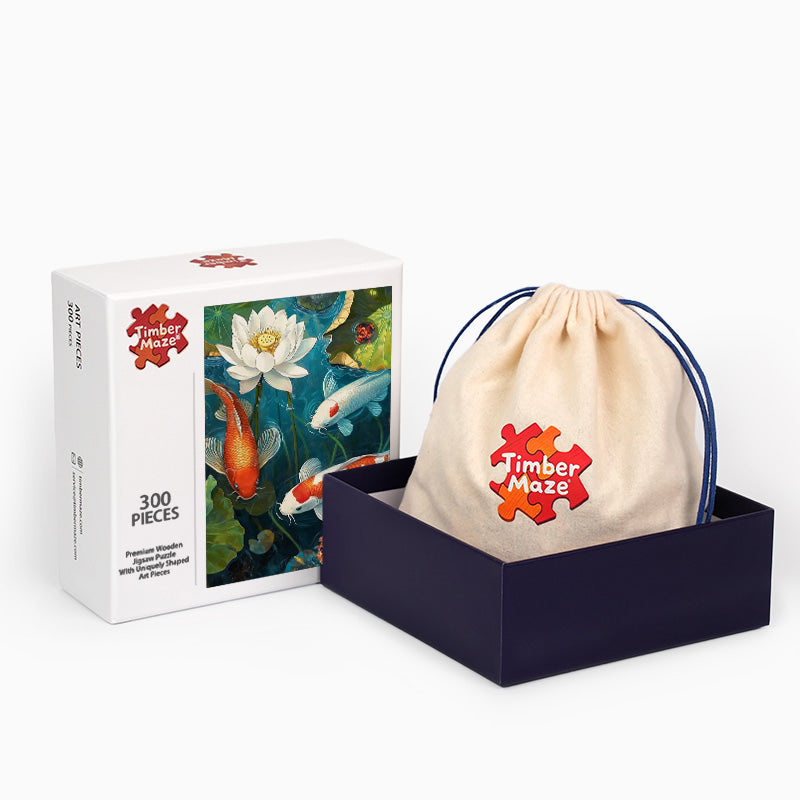 Koi im Teich - Holzpuzzle