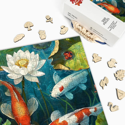 Koi im Teich - Holzpuzzle