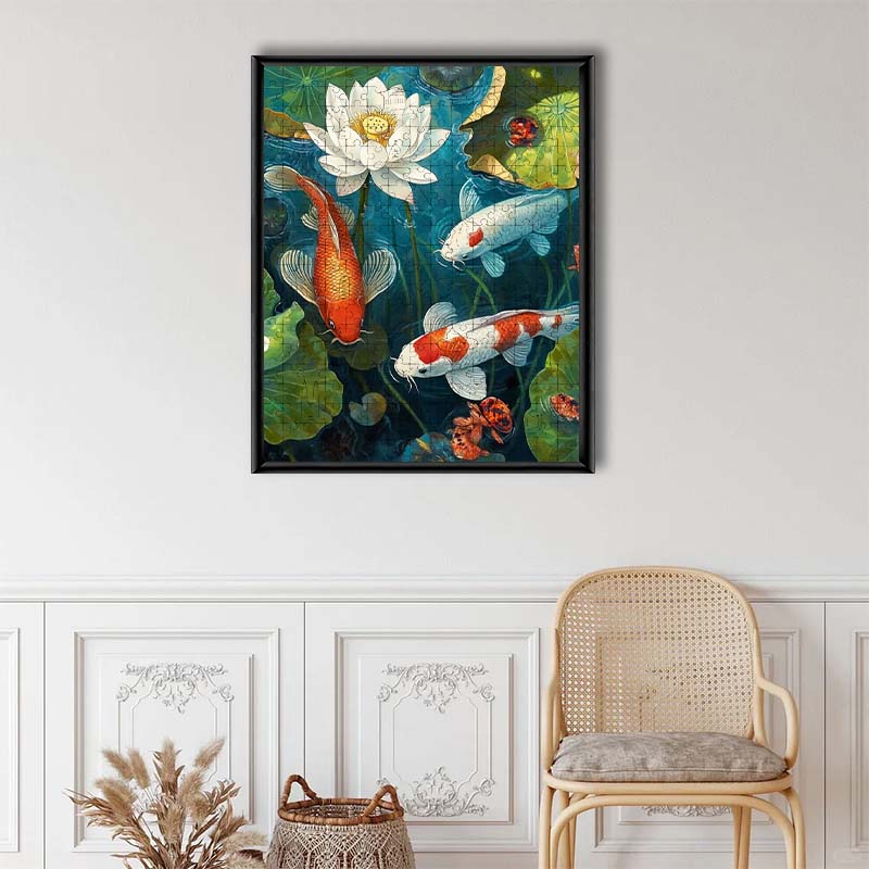 Koi im Teich - Holzpuzzle